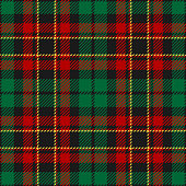 Tartan plaid pattern in red, green, yellow, black. Seamless checked background for Christmas holiday flannel shirt, dress, trousers, gift wrapping, or other modern winter fashion textile print.