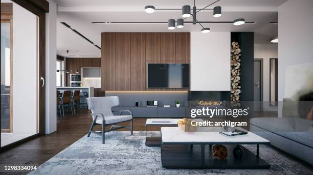 Interior Design Architecture Computer Generated Image Of Living Room ...
