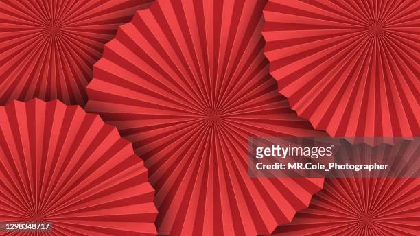 illustration red chinese folded fans texture background, celebrate happy chinese new year background concep - kung hei fat choi stock-fotos und bilder