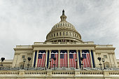 Flags are hung at United States Capitol in Preparation for Presidential Inauguration