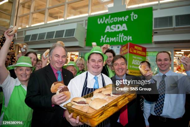 Douglas Scott from the Scottish Federation of Meat Traders joins Asda Butcher Jim Fitzsimmons and Gordon Allan of Malcolm Allan butchers alongside...