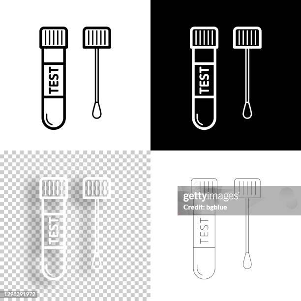 illustrazioni stock, clip art, cartoni animati e icone di tendenza di provetta con batuffolo di cotone. icona per il design. sfondi vuoti, bianchi e neri - icona linea - test tube