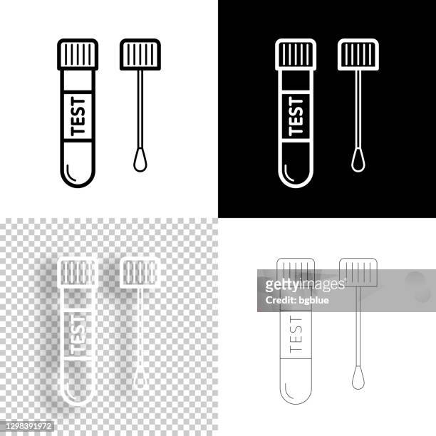 test tube with cotton swab. icon for design. blank, white and black backgrounds - line icon - saliva bodily fluid stock illustrations