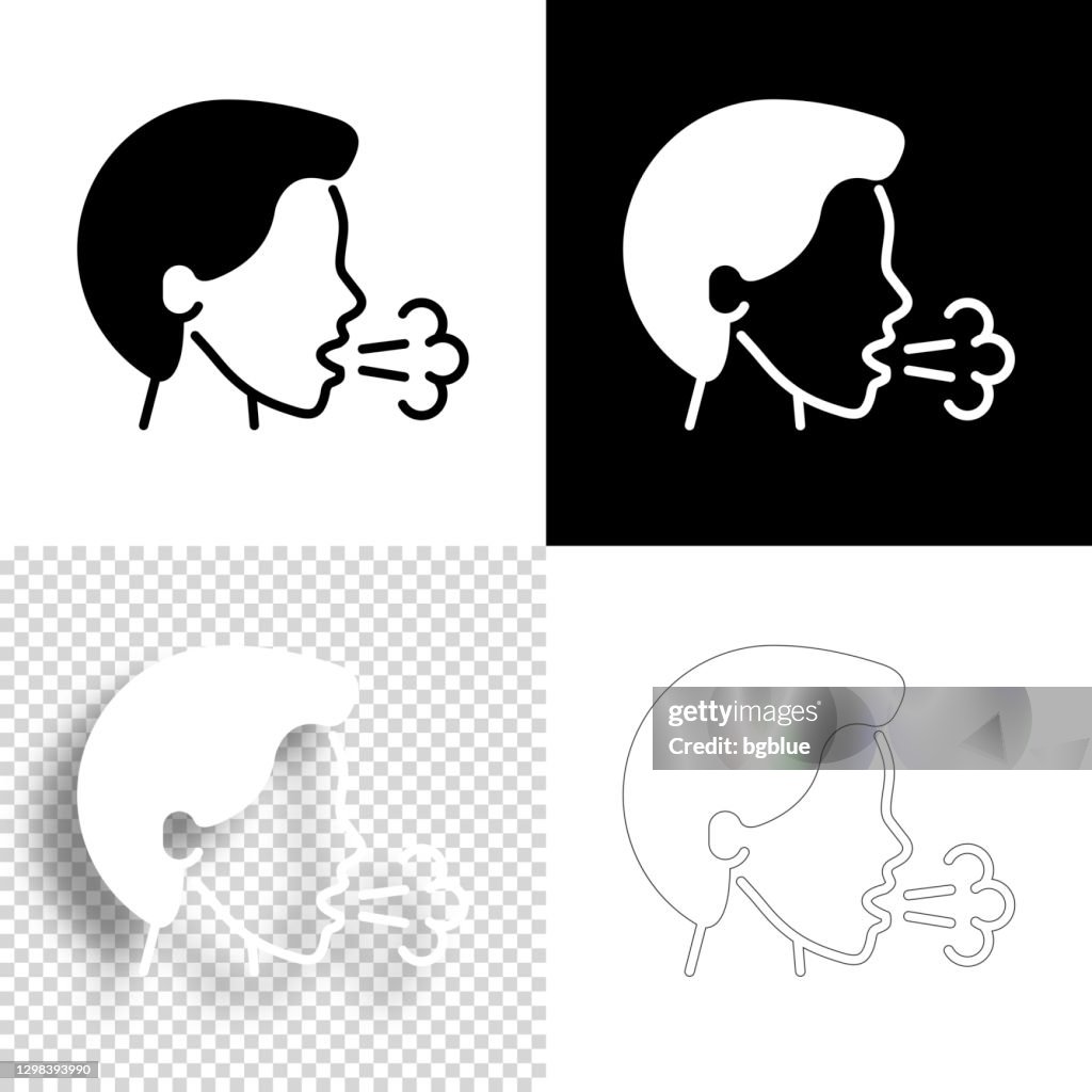 Husten. Symbol für Design. Leere, weiße und schwarze Hintergründe - Liniensymbol
