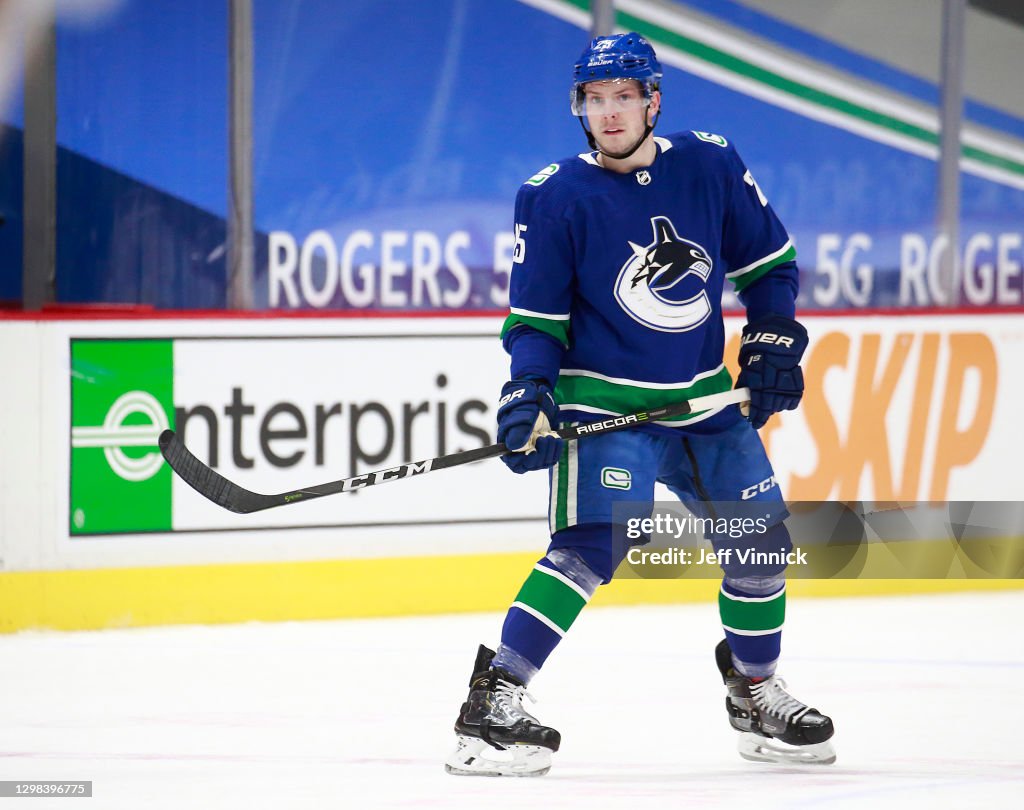 Brogan Rafferty Brogan Rafferty of the Vancouver Canucks skates up ice during their ...