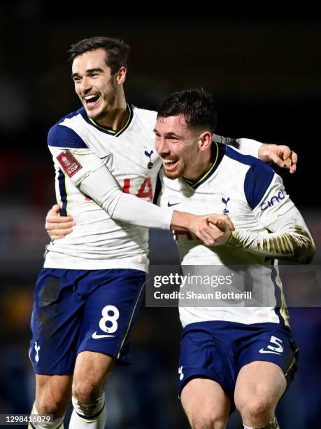 Harry Winks of Tottenham Hotspur celebrates after scoring their sides second goal with team mate Pierre-Emile Højbjerg during The Emirates FA Cup...