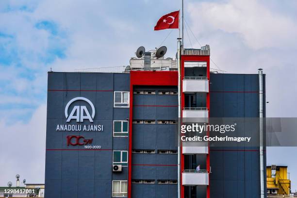 The headquarters building of state-run Anadolu Agency as it marks its 100th foundation anniversary in Ankara, Turkey.