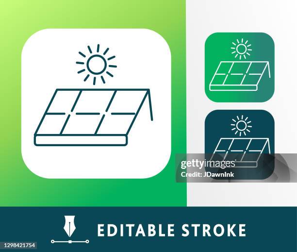 home efficiency solar panel thin line icon set - editable stroke - solar panel construction stock illustrations