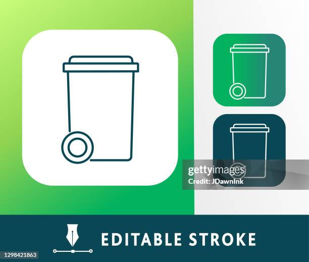 home efficiency garbage bin thin line icon set - editable stroke - garbage bin isolated stock illustrations