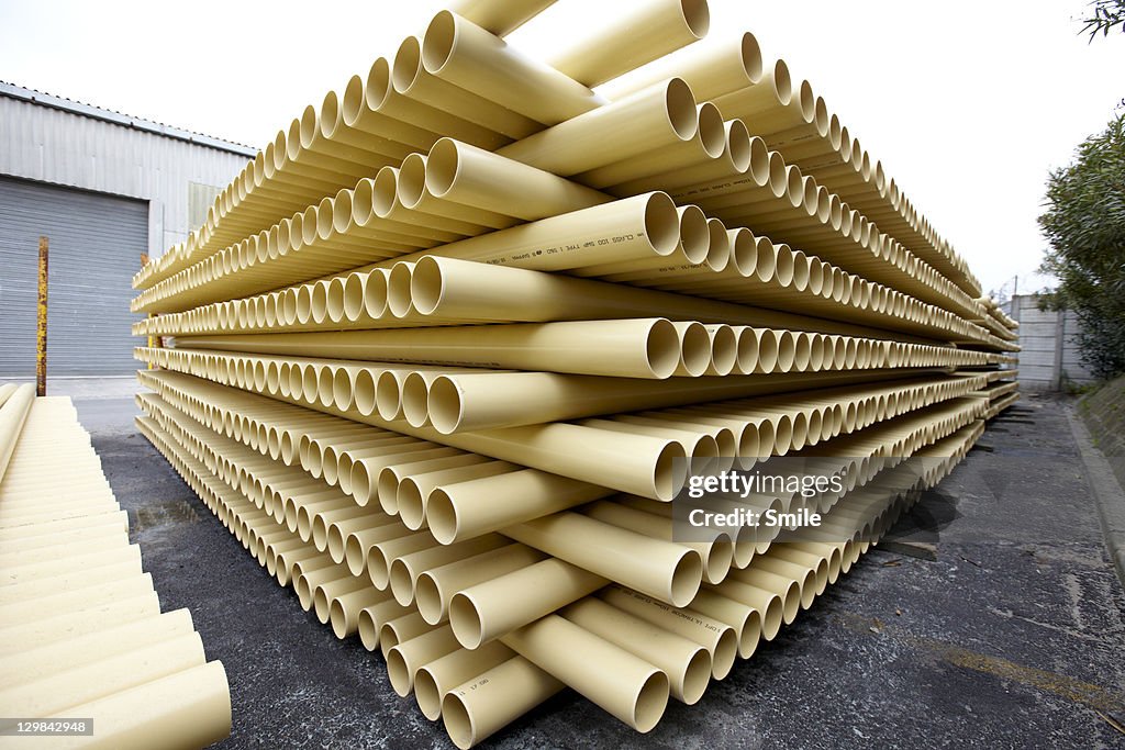 Poly Pipe Stack Stack Of Plastic Pipes High-Res Stock Photo - Getty Images