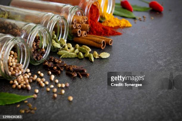 jars of spices - spice stock pictures, royalty-free photos & images