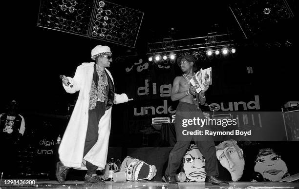 Rappers Humpty Hump and 2 Pac of Digital Underground performs their hit song, 'Sex Packets' at Market Square Arena in Indianapolis, Indiana in July...