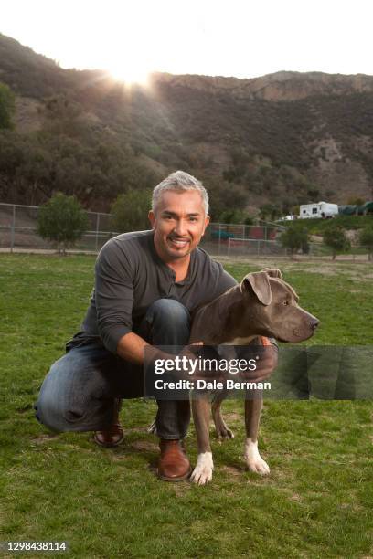 Celebrity Dog Trainer Cesar Millan poses for a portrait at his dog training facility on January 31, 2012 in Santa Clarita, California.