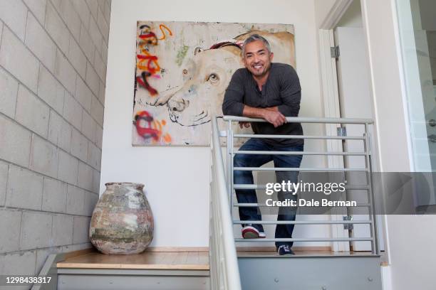 Celebrity Dog Trainer Cesar Millan poses for a portrait at his dog training facility on January 31, 2012 in Santa Clarita, California.