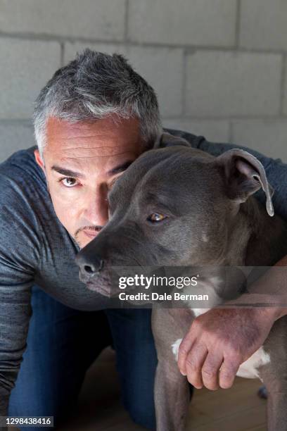 Celebrity Dog Trainer Cesar Millan poses for a portrait at his dog training facility on January 31, 2012 in Santa Clarita, California.