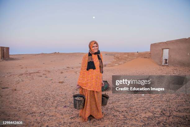 Sahrawi refugees in their daily life during the annual Film Festival that is held at Dakhla refugees camp in the south of Algeria, considered to be...