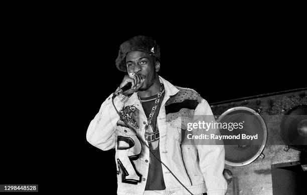 Rapper Rakim of Eric B. & Rakim performs at the International Amphitheatre in Chicago, Illinois in April 1990.