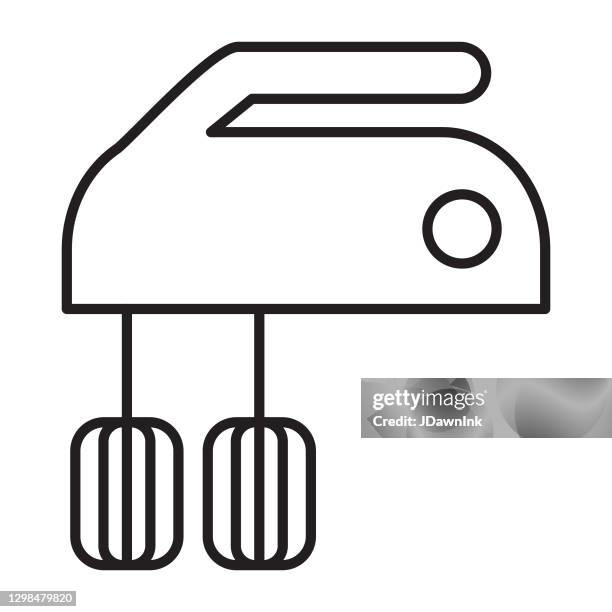 kitchen and cooking hand blender or mixer thin line icon - editable stroke - food processor white background stock illustrations