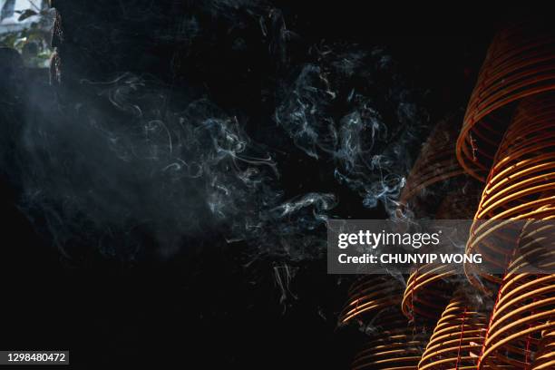 sticks burning in temple - chinese house churches stock pictures, royalty-free photos & images