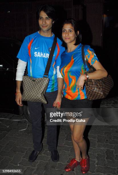 Apurva Agnihotri and Shilpa Saklani attend the Baba Dewan's cricket bash on April 03, 2011 in Mumbai,India