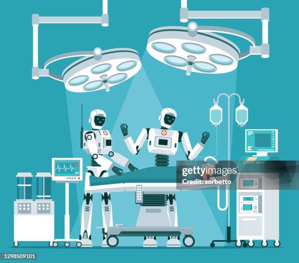 robotic surgery - operating theatre stock illustrations