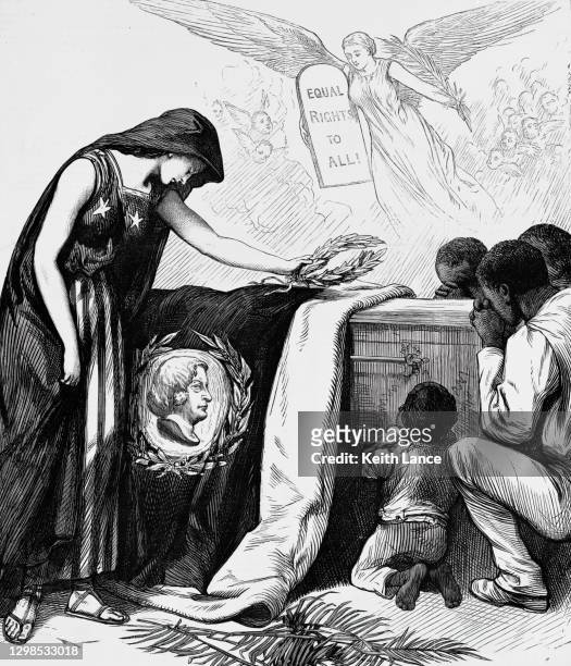 mourning the death of charles sumner - black civil rights stock illustrations