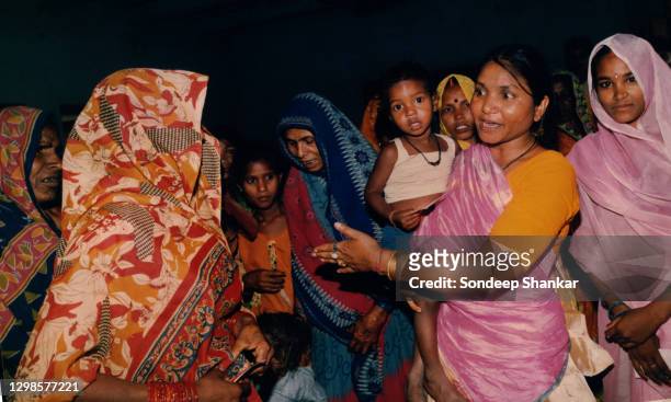 Indian rights activist and politician Phoolan Devi , once a notorious bandit popularly known as the 'bandit queen', campaigning in her parliament...