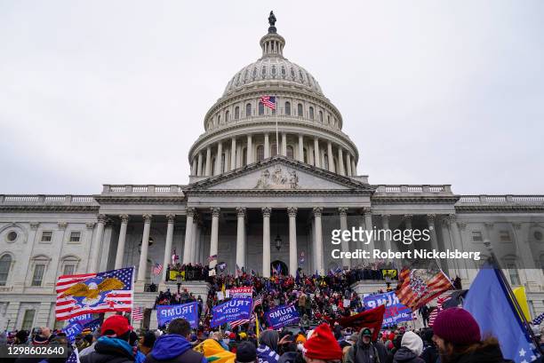 Crowds gather for the "Stop the Steal" rally on January 06, 2021 in Washington, DC. Trump supporters gathered in the nation's capital today to...