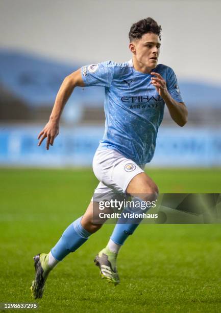 Alex Robertson of Manchester City during the Premier League 2 match between Manchester City U23 v Blackburn Rovers U23 at Manchester City Football...