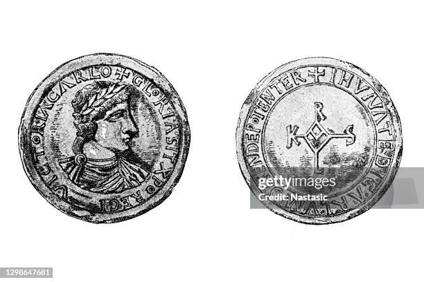 seal of charlemagne, charles the great - charlmange stock illustrations