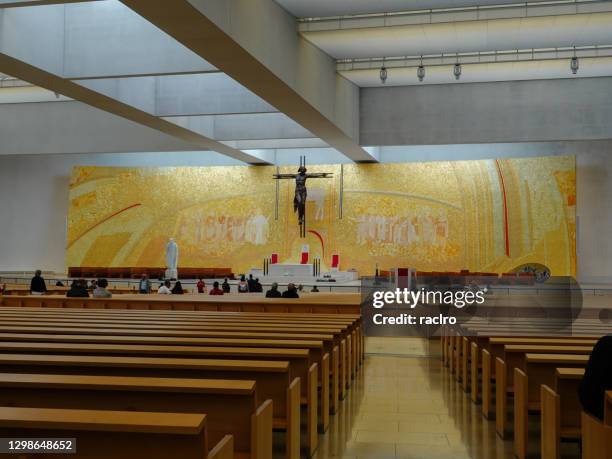 interior view, basilica of the holy trinity, fatima, portugal - holy trinity stock pictures, royalty-free photos & images