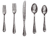 Cutlery set vector drawings