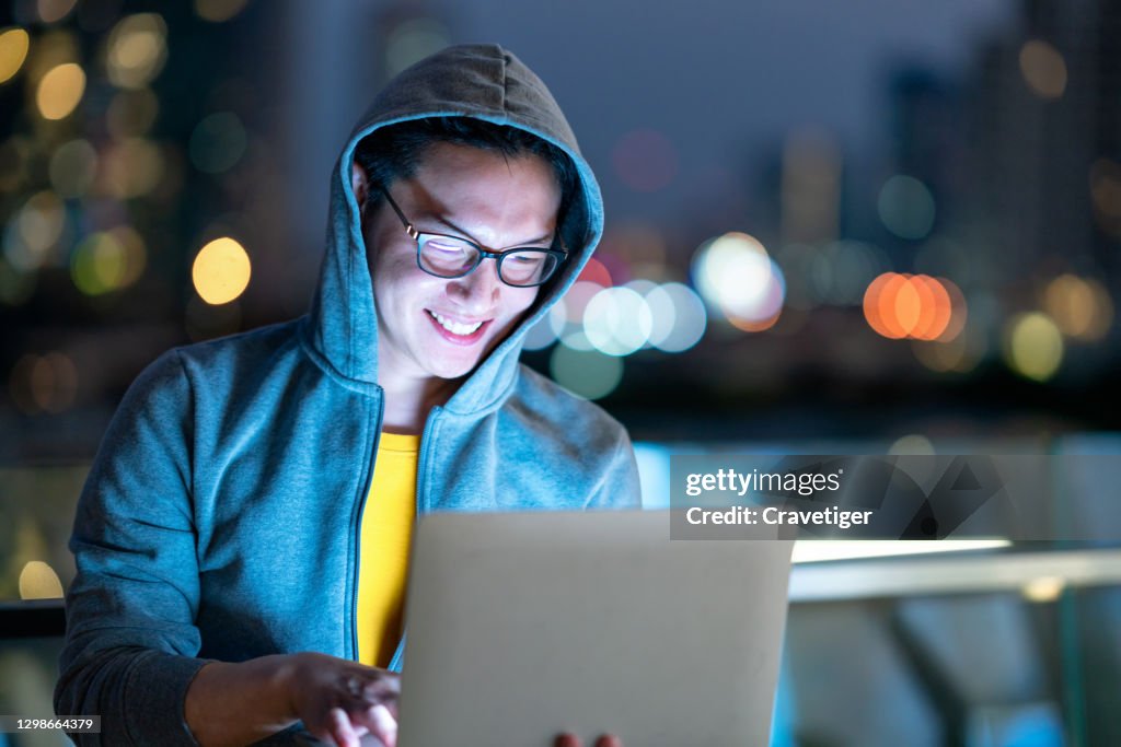 Smart Male It Programmer Working On Desktop Computer Hacker Working At ...