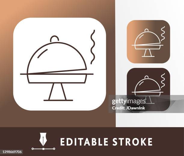 kitchen and cooking catering thin line icon - editable stroke - isolated caterer stock illustrations