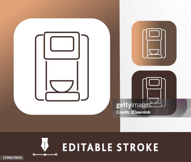 kitchen and cooking single serve coffee maker thin line icon - editable stroke - coffee maker stock illustrations