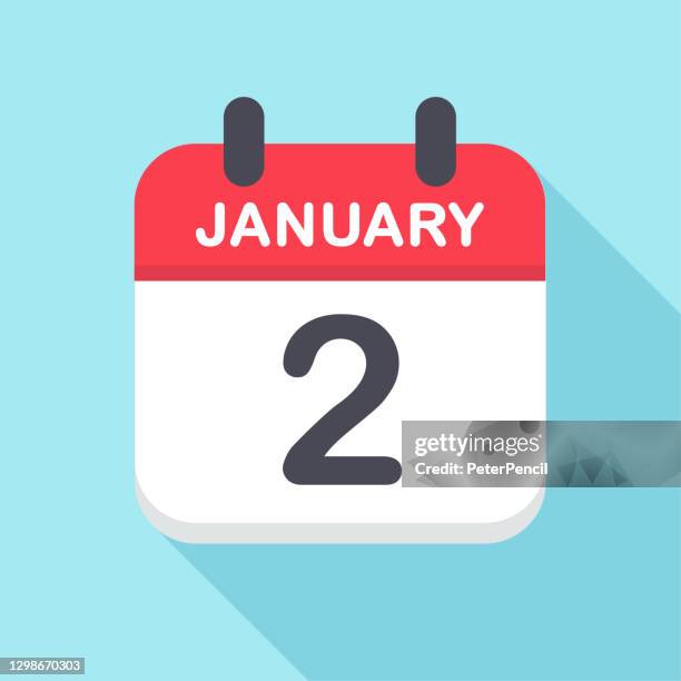 january 2 - calendar icon- new year - today stock illustrations