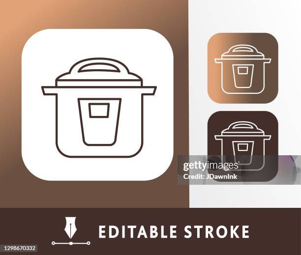 kitchen and cooking multi-cooker thin line icon - editable stroke - multi cooker stock illustrations