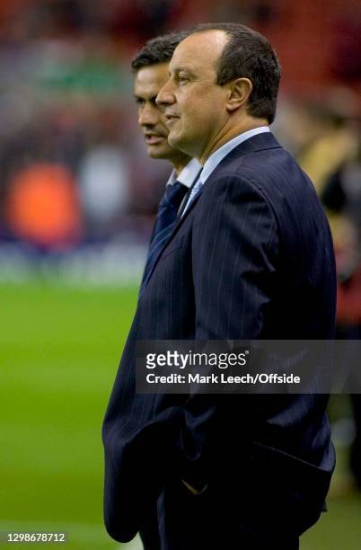 Champions League, Liverpool v Chelsea, Chelsea manager Jose Mourinho and Liverpool manager Rafael Benitez .