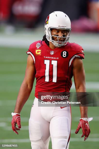 Wide receiver Larry Fitzgerald of the Arizona Cardinals during the NFL game against the San Francisco 49ers at State Farm Stadium on December 26,...