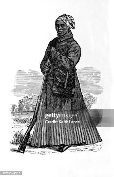stockillustraties, clipart, cartoons en iconen met portret van harriet tubman - historical clothing