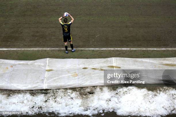 Luke Leahy of Bristol Rovers takes a throw-in during the Sky Bet League One match between Peterborough United and Bristol Rovers at Weston Homes...