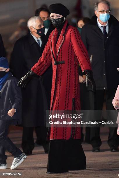 Princess Charlene of Monaco attends the Sainte Devote Ceremony. Sainte devote is the patron saint of The Principality Of Monaco and France's...
