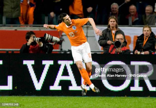 V SCOTLAND.AMSTERDAM - HOLLAND.Robin van Persie celebrates as the Dutch go 2-0 ahead.