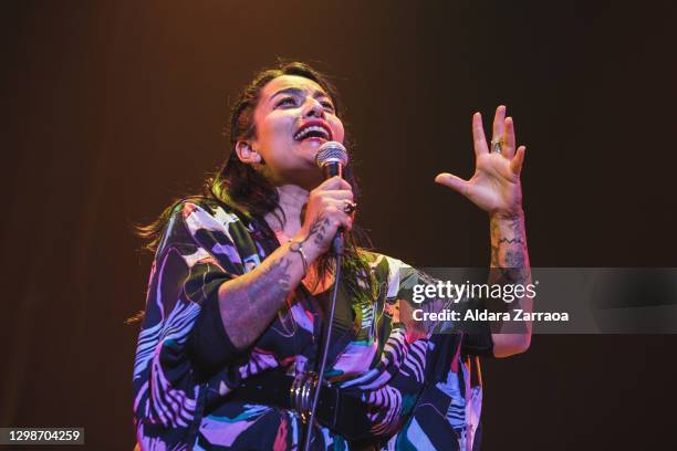 Chilean-French singer Ana Tijoux performs on stage at Madrid Brillante Festival at Teatro La Latina on January 25, 2021 in Madrid, Spain.