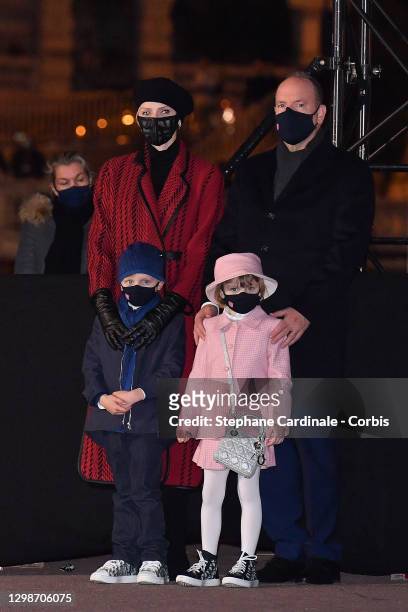 Princess Charlene of Monaco, Prince Jacques of Monaco, Princess Gabriella of Monaco and Prince Albert II of Monaco attend the Sainte Devote Ceremony...