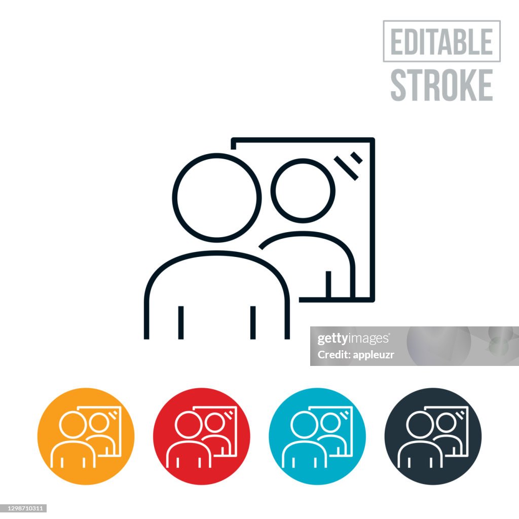 Person Blick in Spiegel dünne Linie Symbol - editierbarstrich