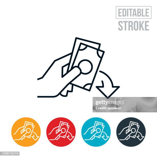 down payment thin line icon - editable stroke - saving for down payment stock illustrations