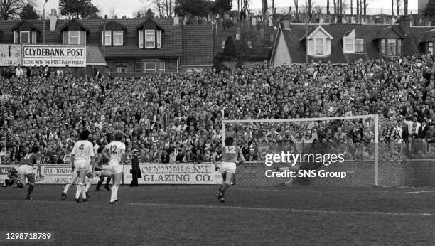 V RANGERS .KILBOWIE PARK - CLYDEBANK.Ally McCoist scores from the penalty spot to give Rangers a three goal lead..