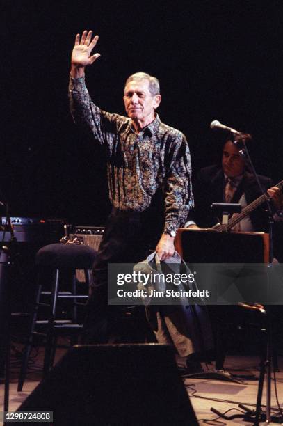 Chet Atkins waves goodbye at the Guthrie Theatre in Minneapolis, Minnesota on October 18, 1993.