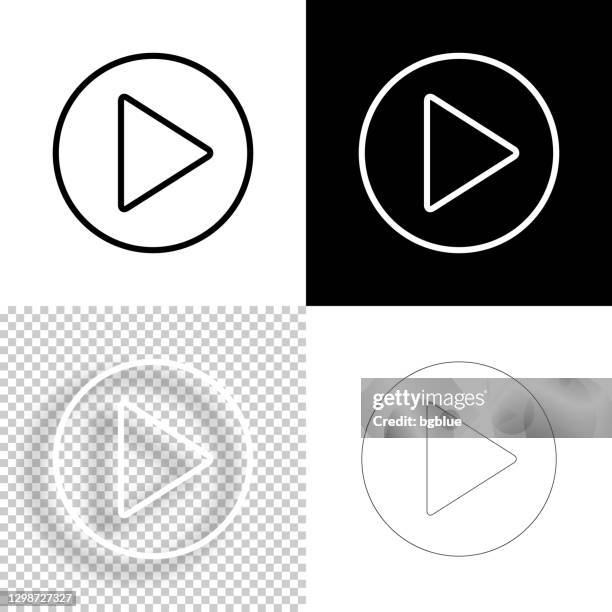 ilustrações de stock, clip art, desenhos animados e ícones de play button. icon for design. blank, white and black backgrounds - line icon - traçado de recorte